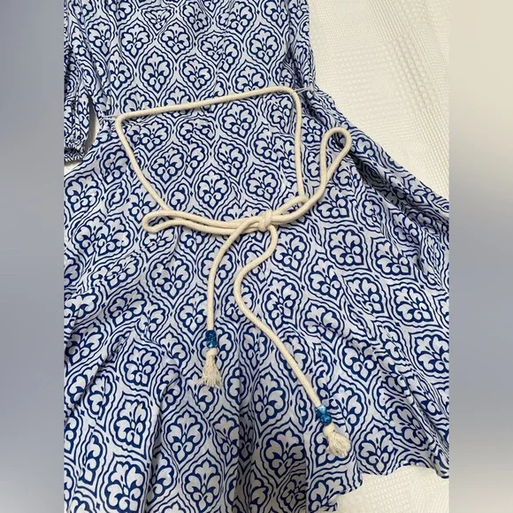 Front button closure Zara blue printed mini dress with collar size XS - Picture 7 of 7